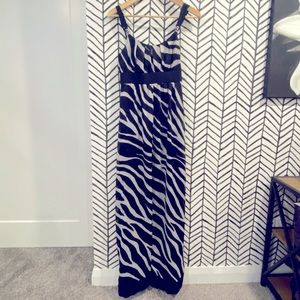 White House Black Market Zebra Print Maxi Dress